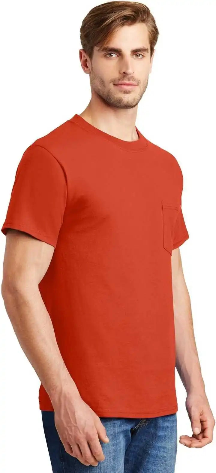 Hanes 5190 Beefy t 100% Cotton Shirt with Pocket Orange