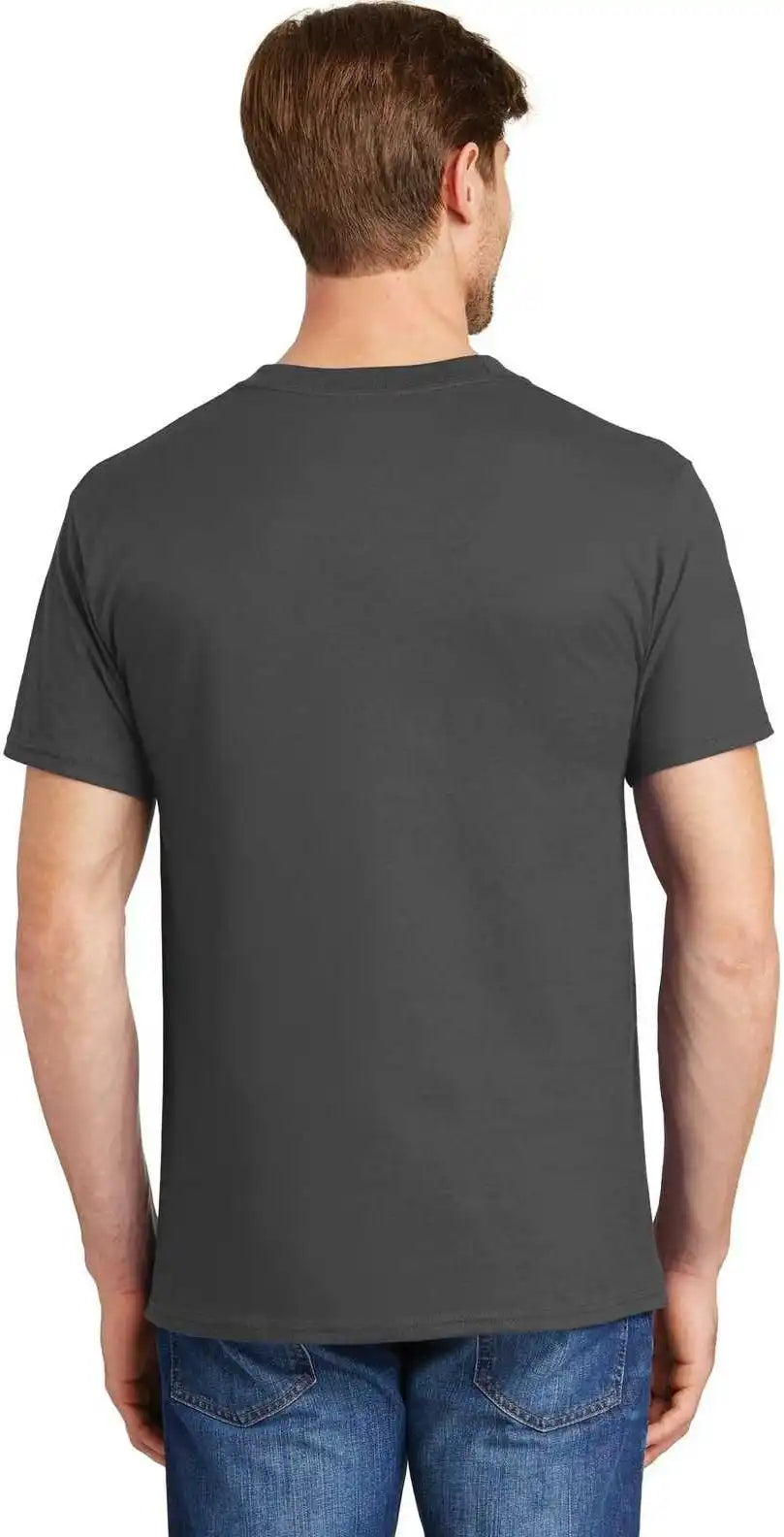 Hanes 5190 Beefy t 100% Cotton Shirt with Pocket Smoke Gray