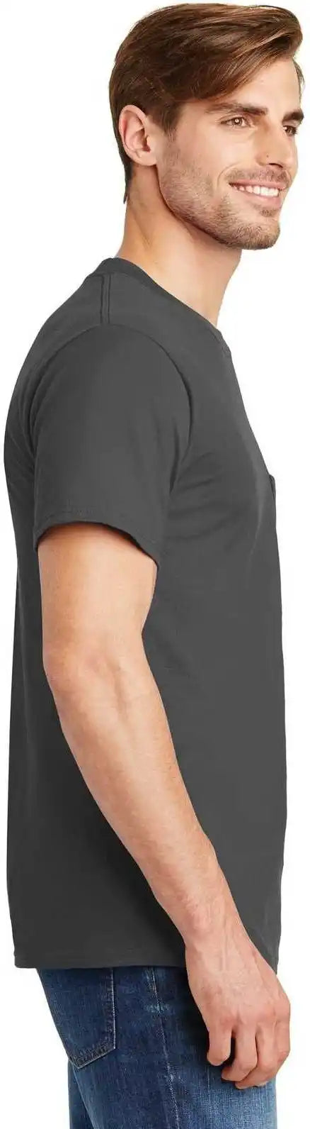 Hanes 5190 Beefy-t - 100% Cotton T-shirt with Pocket - Smoke Gray