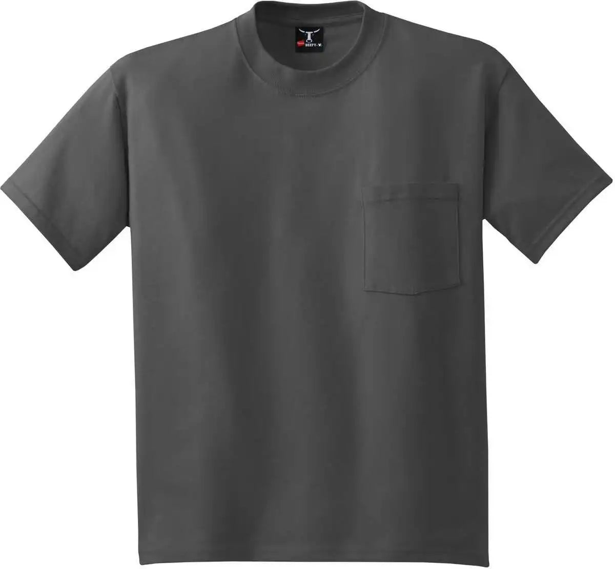 Hanes 5190 Beefy-t - 100% Cotton T-shirt with Pocket - Smoke Gray