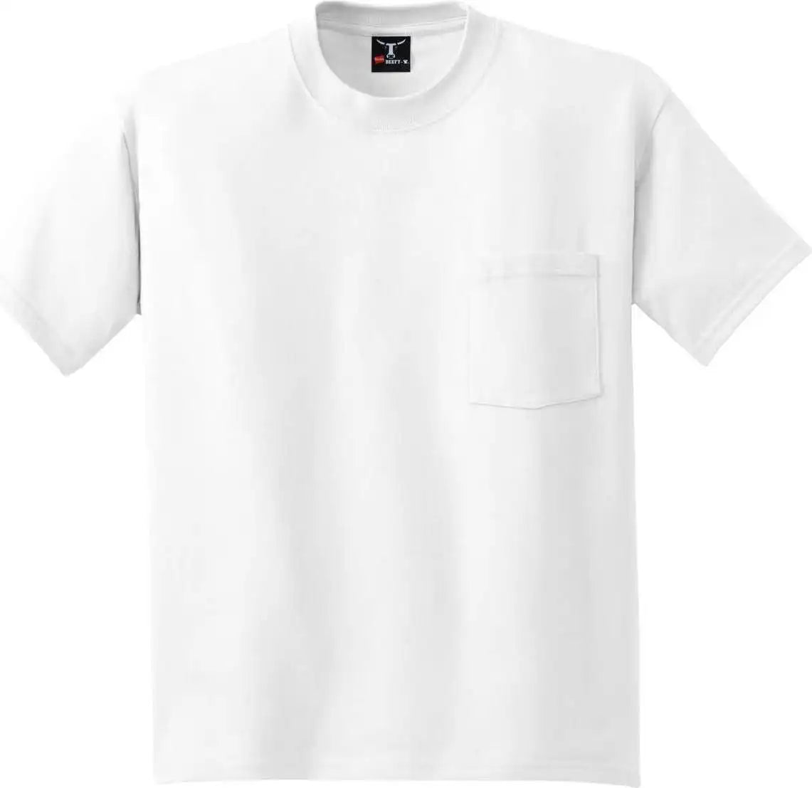 Hanes 5190 Beefy t 100% Cotton Shirt with Pocket White