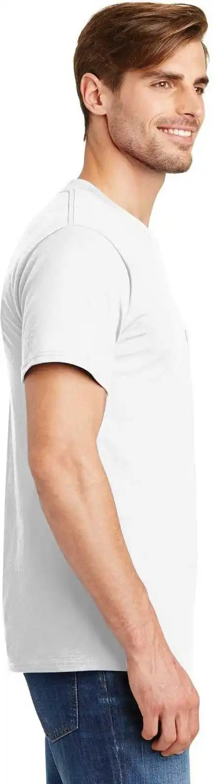Hanes 5190 Beefy t 100% Cotton Shirt with Pocket White
