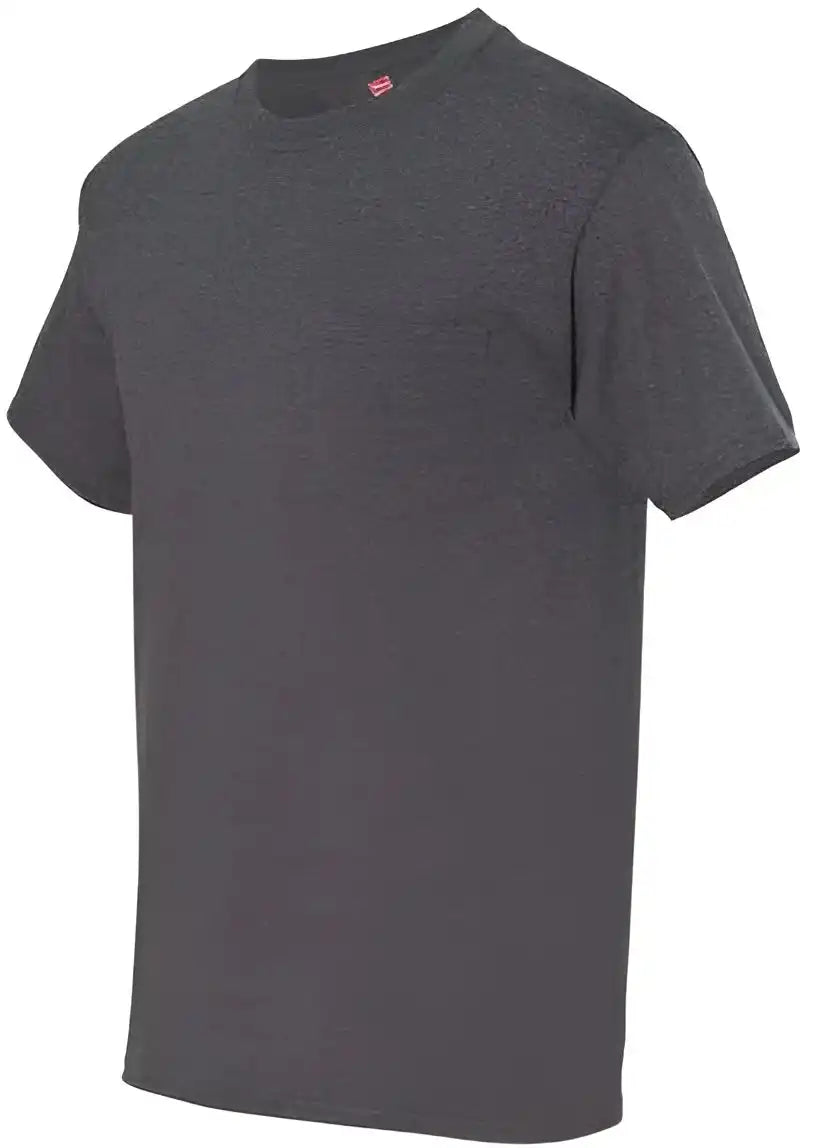 Hanes 5190 Beefy t Short Sleeve Pocket Shirt Charcoal Heather