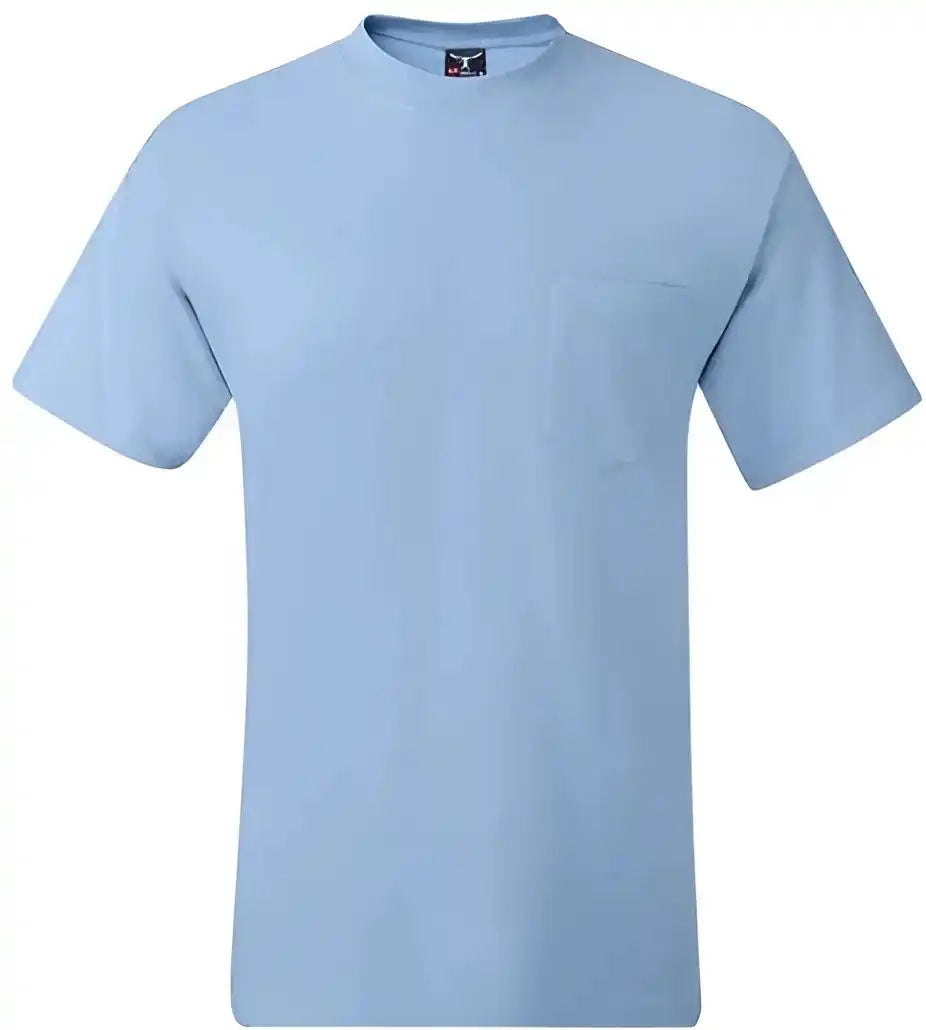 Hanes 5190 Beefy-t Short Sleeve Pocket T-shirt - Light Blue