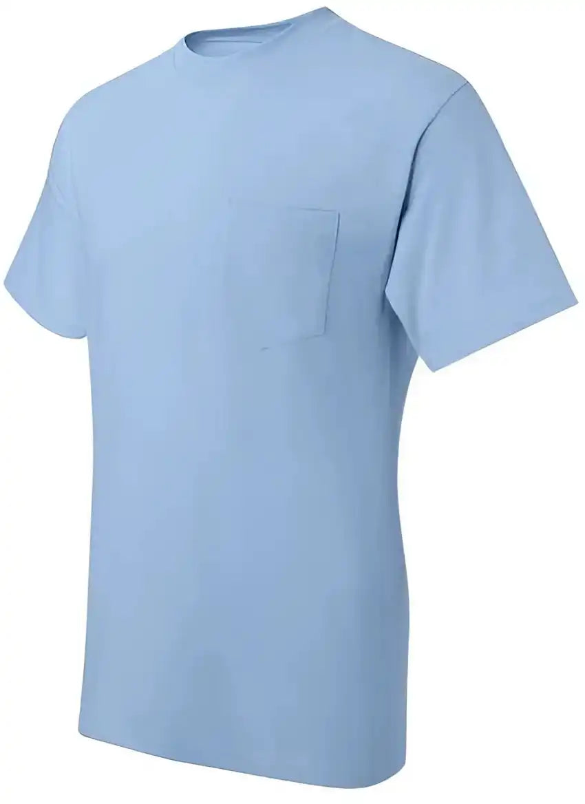 Hanes 5190 Beefy-t Short Sleeve Pocket T-shirt - Light Blue