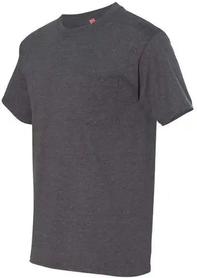 Hanes 5190 Beefy t Short Sleeve Pocket Shirt Charcoal Heather