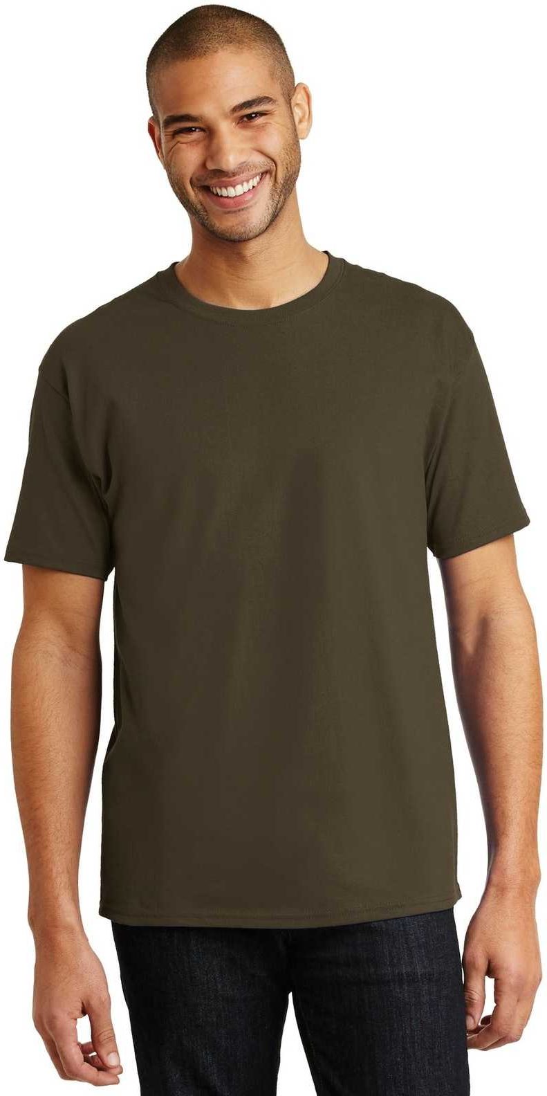 Hanes 5250 Tagless 100% Cotton T-shirt - Dark Chocolate