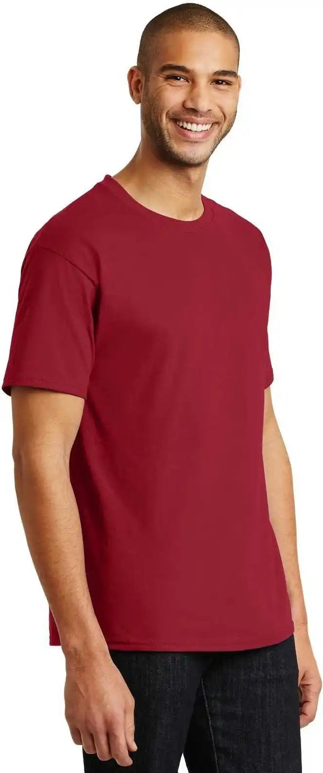Hanes 5250 Tagless 100% Cotton t Shirt Deep Red