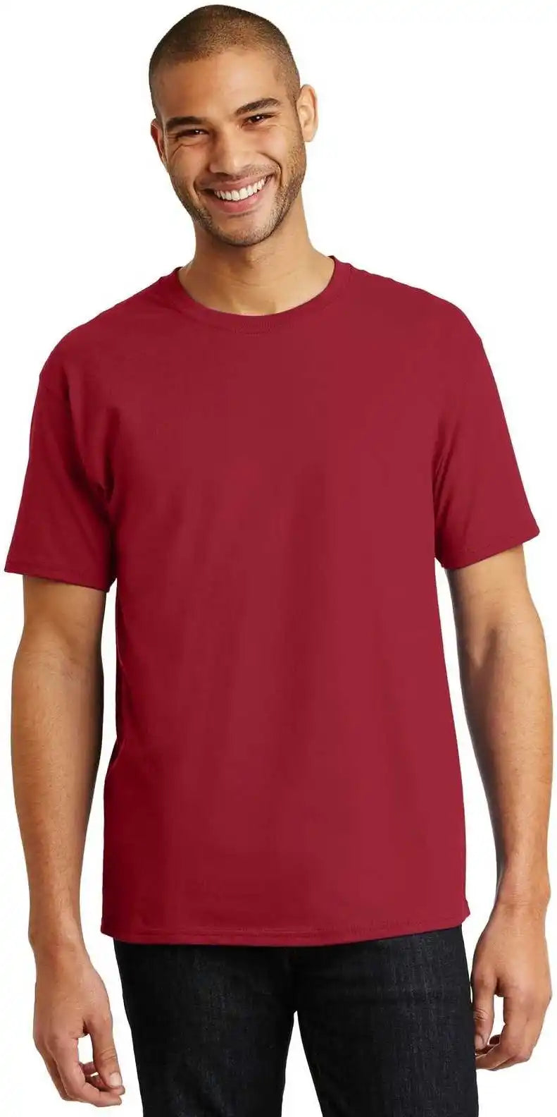 Hanes 5250 Tagless 100% Cotton t Shirt Deep Red