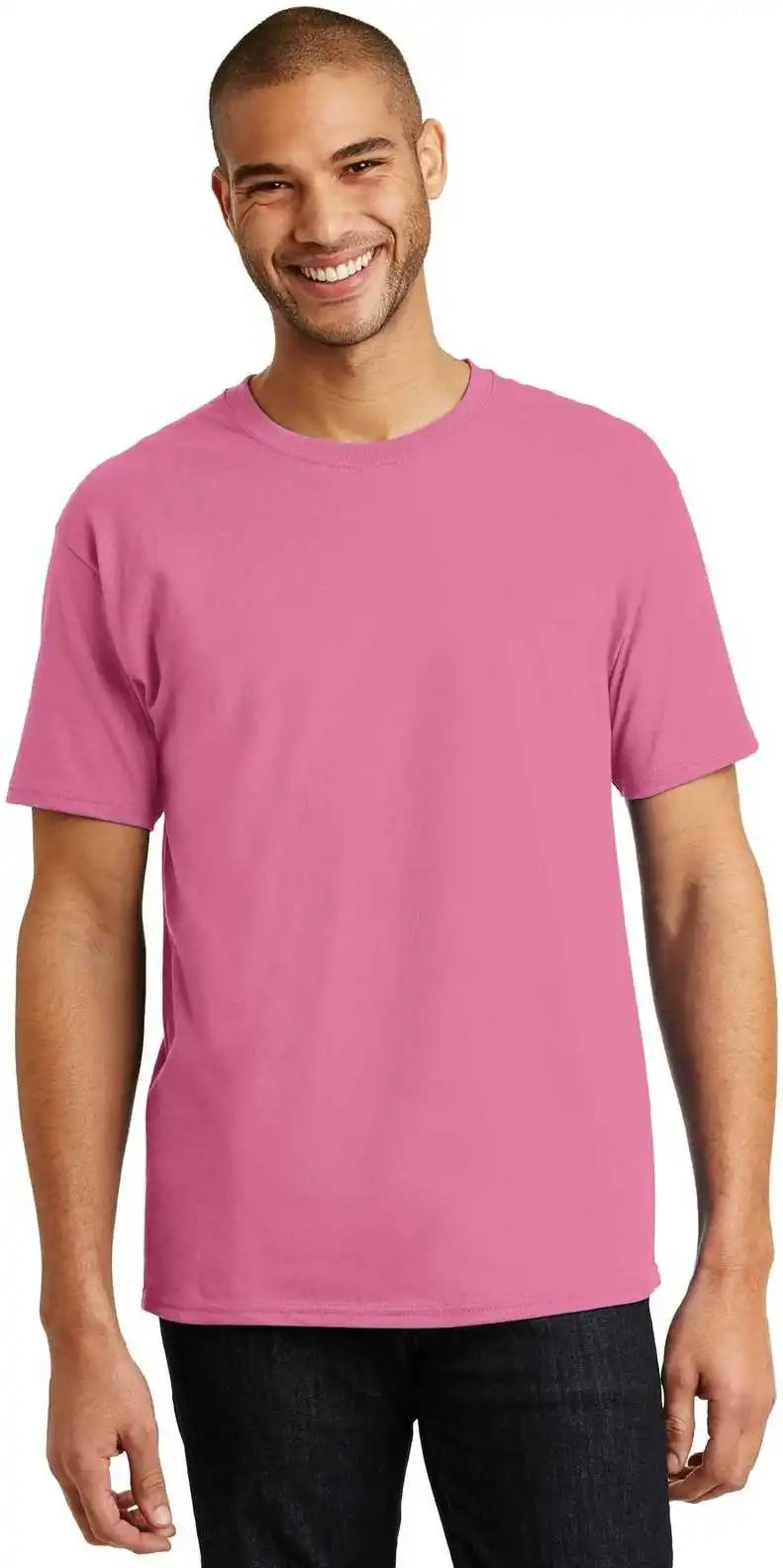 Hanes 5250 Tagless 100% Cotton t Shirt Pink