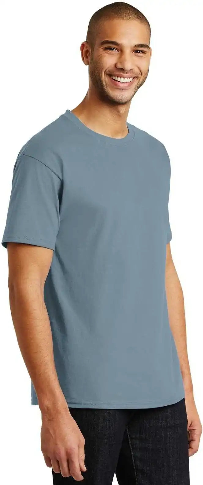 Hanes 5250 Tagless 100% Cotton t Shirt Stonewashed Blue