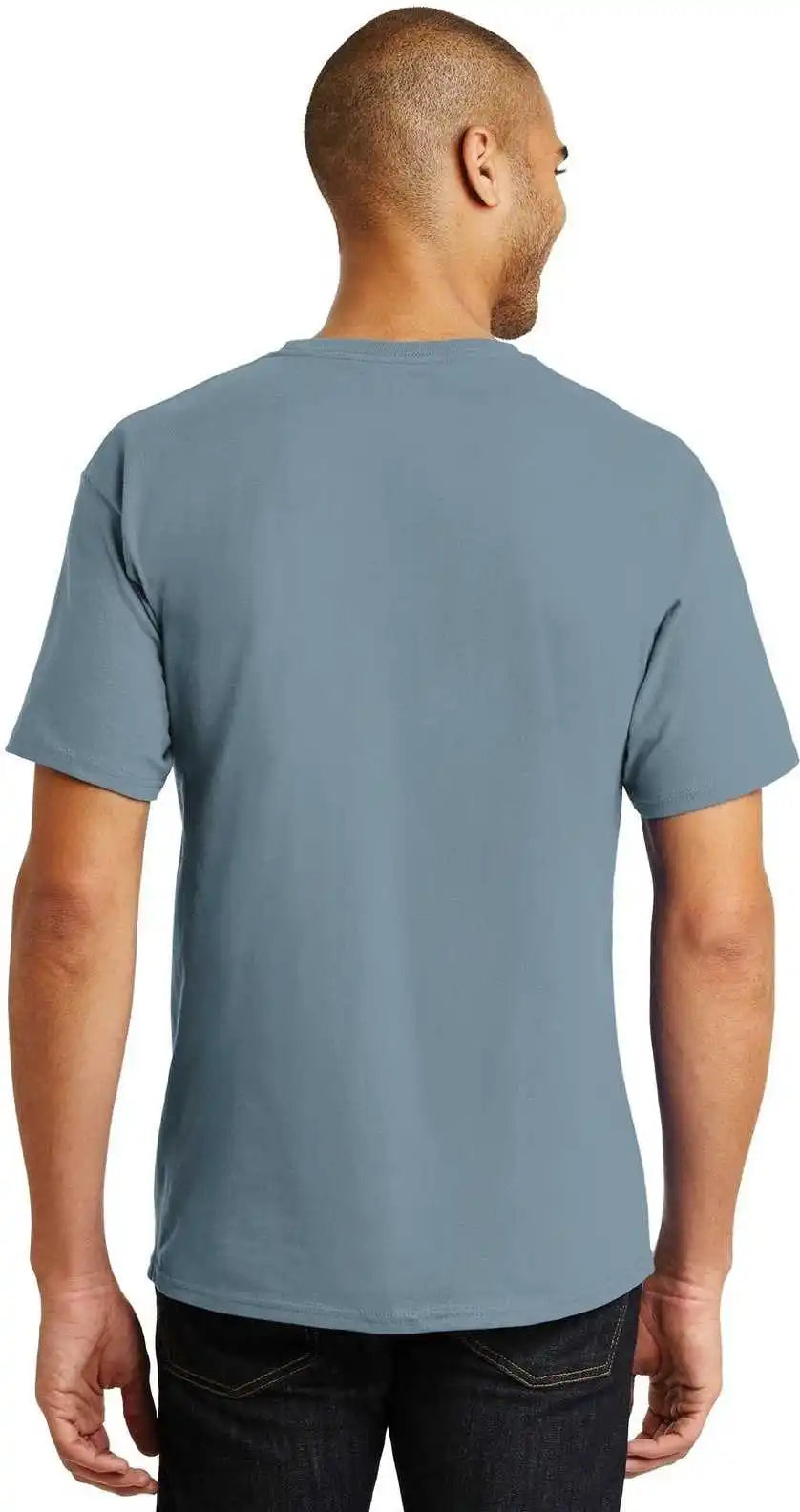 Hanes 5250 Tagless 100% Cotton t Shirt Stonewashed Blue