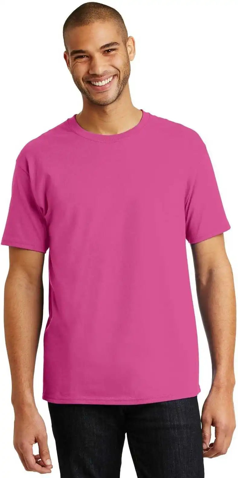 Hanes 5250 Tagless 100% Cotton t Shirt Wow Pink