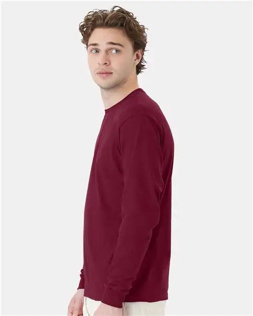 Hanes 5286 Essential-t Long Sleeve T-shirt - Athletic Cardinal