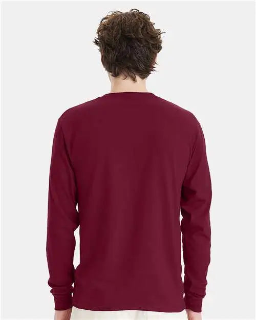 Hanes 5286 Essential-t Long Sleeve T-shirt - Athletic Cardinal