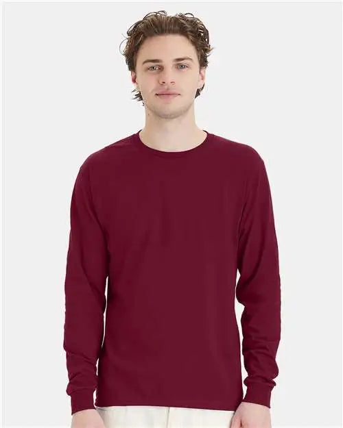 Hanes 5286 Essential-t Long Sleeve T-shirt - Athletic Cardinal