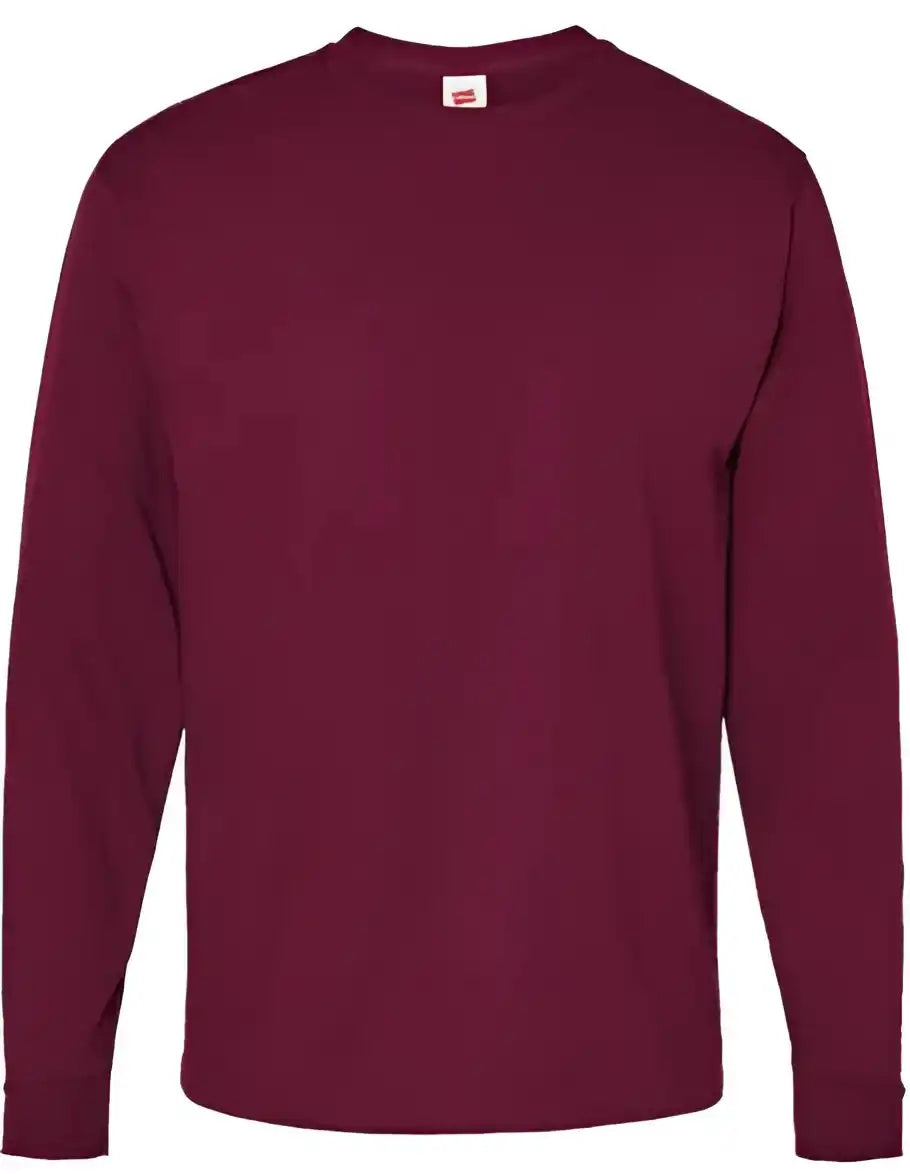 Hanes 5286 Essential t Long Sleeve Shirt Athletic Cardinal