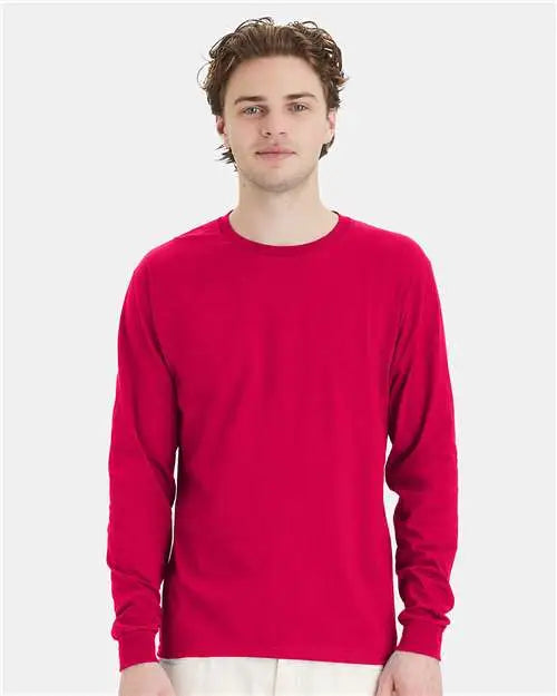 Hanes 5286 Essential-t Long Sleeve T-shirt - Athletic Crimson