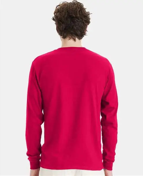 Hanes 5286 Essential-t Long Sleeve T-shirt - Athletic Crimson
