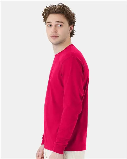 Hanes 5286 Essential-t Long Sleeve T-shirt - Athletic Crimson
