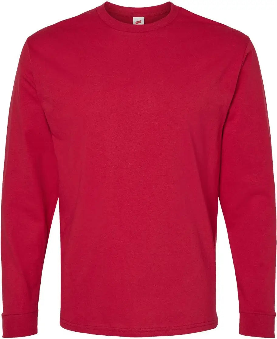 Hanes 5286 Essential-t Long Sleeve T-shirt - Athletic Crimson - Red / s