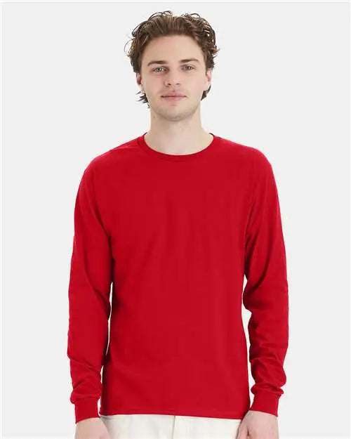 Hanes 5286 Essential-t Long Sleeve T-shirt - Athletic Red