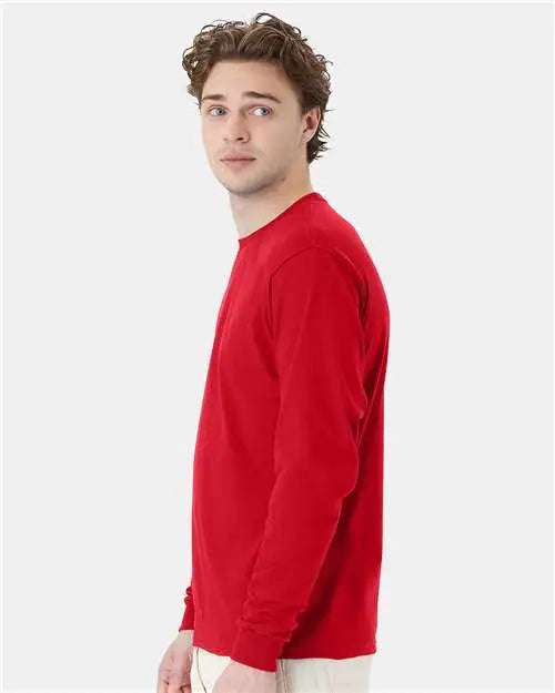 Hanes 5286 Essential-t Long Sleeve T-shirt - Athletic Red