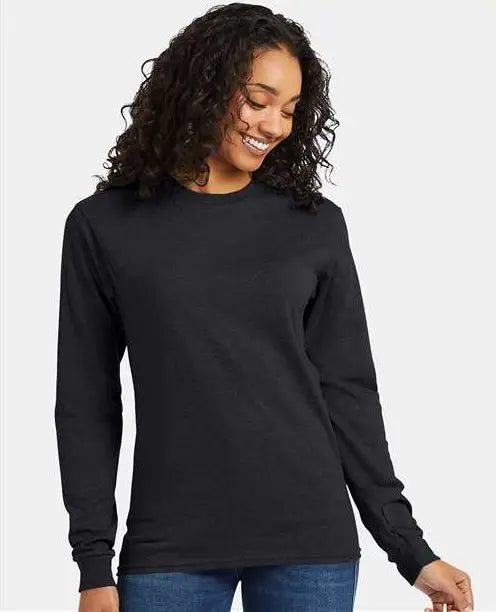 Hanes 5286 Essential-t Long Sleeve T-shirt - Charcoal Heather