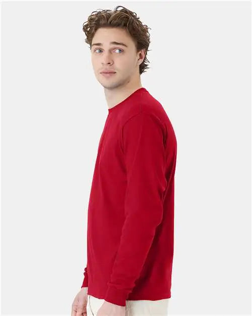 Hanes 5286 Essential-t Long Sleeve T-shirt - Deep Red