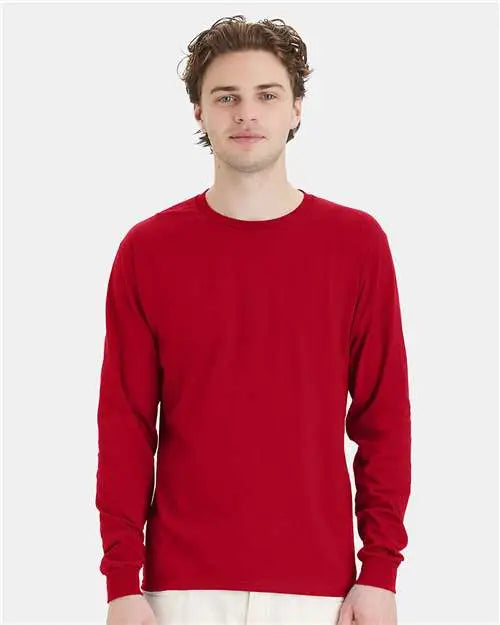 Hanes 5286 Essential-t Long Sleeve T-shirt - Deep Red