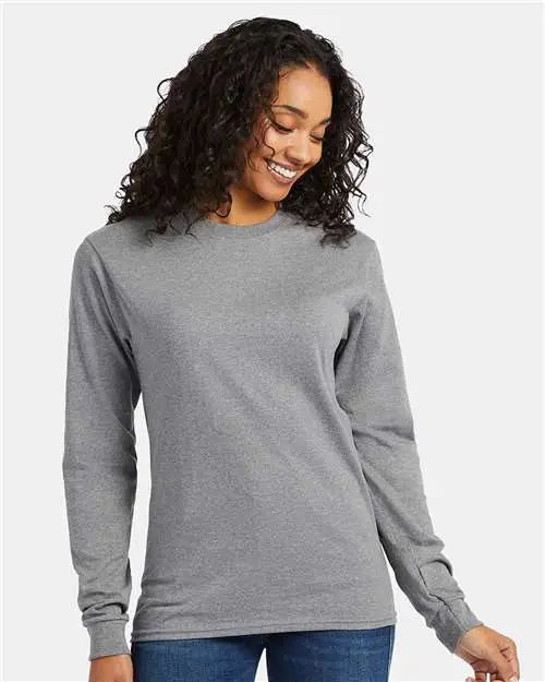 Hanes 5286 Essential-t Long Sleeve T-shirt - Oxford Grey