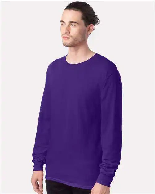 Hanes 5286 Essential t Long Sleeve Shirt Athletic Purple