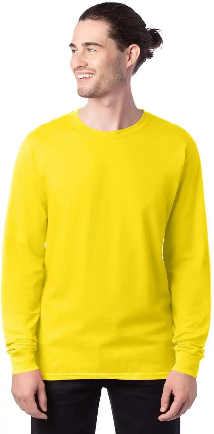 Hanes 5286 Essential t Long Sleeve Shirt Athletic Yellow