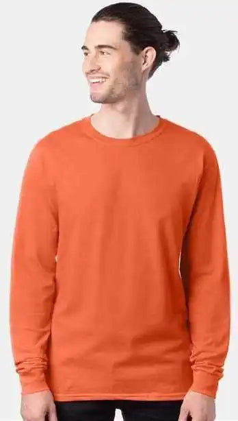 Hanes 5286 Essential t Long Sleeve Shirt Texas Orange