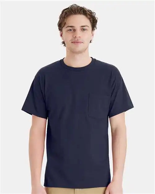Hanes 5290p Essential-t Pocket T-shirt - Athletic Navy
