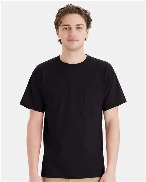 Hanes 5290p Essential-t Pocket T-shirt - Black