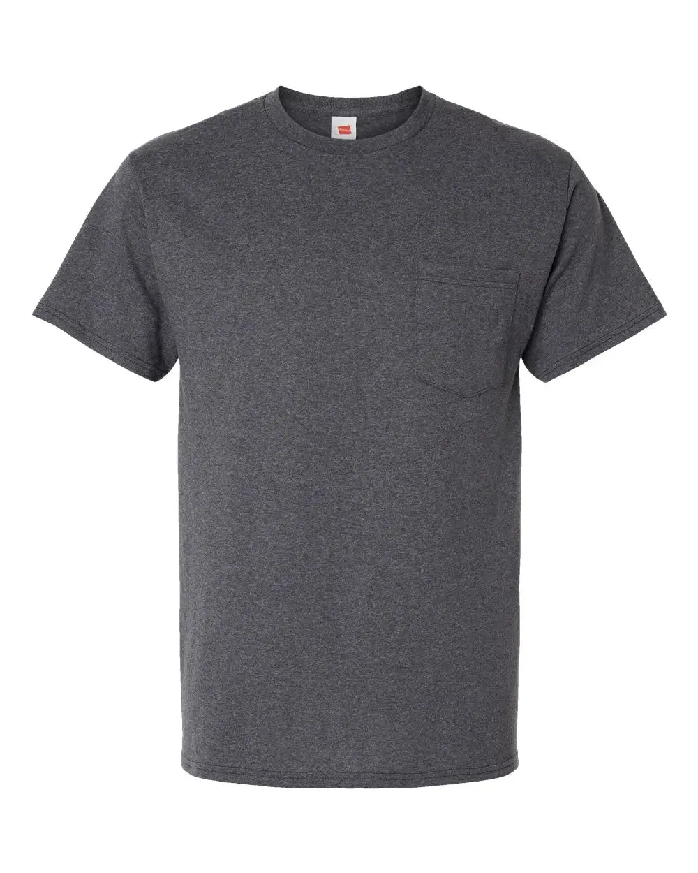 Hanes 5290p Essential-t Pocket T-shirt - Charcoal Heather - Dark Gray / s