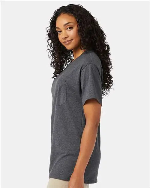 Hanes 5290p Essential-t Pocket T-shirt - Charcoal Heather