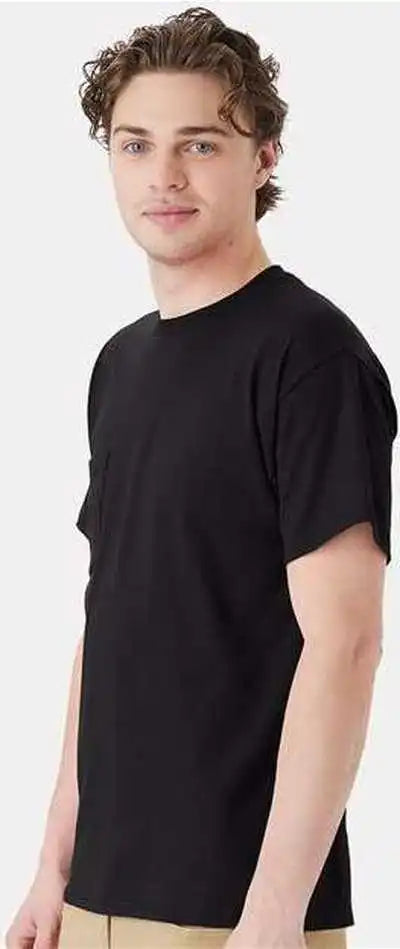 Hanes 5290p Essential-t Pocket T-shirt - Black
