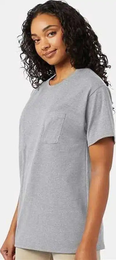 Hanes 5290p Essential-t Pocket T-shirt - Light Steel