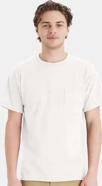 Hanes 5290p Essential-t Pocket T-shirt - White