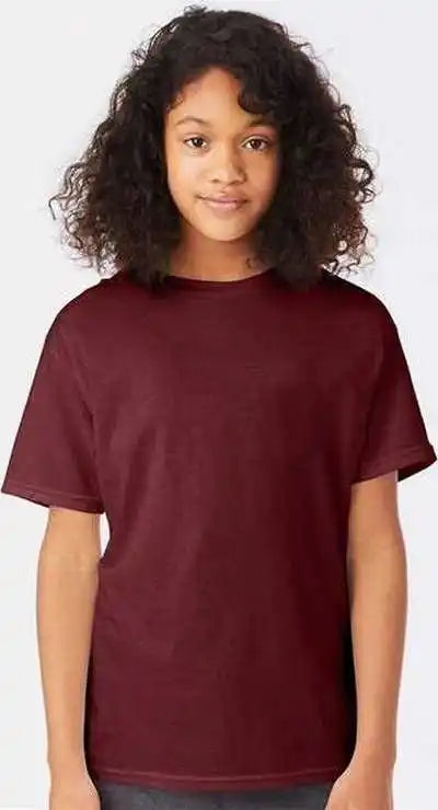 Hanes 5370 Ecosmart Youth t Shirt Maroon