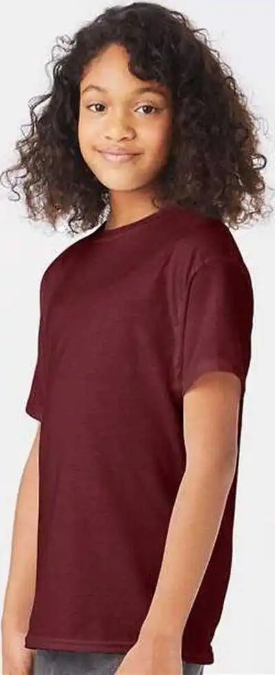 Hanes 5370 Ecosmart Youth t Shirt Maroon