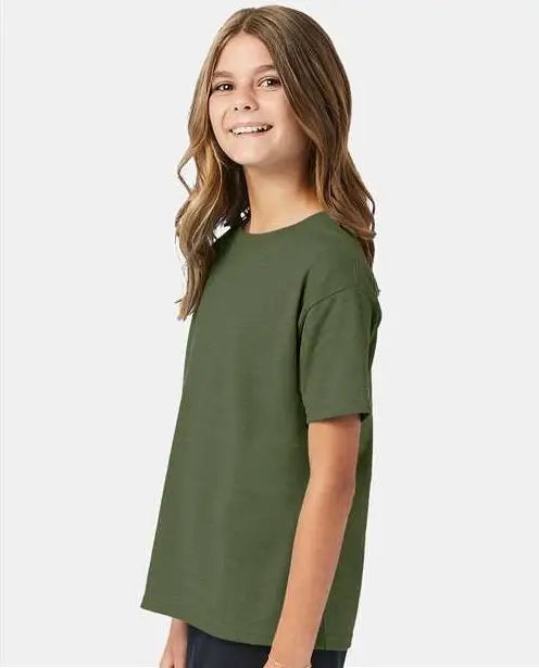 Hanes 5370 Ecosmartâ„¢ Youth T-shirt - Heather Green
