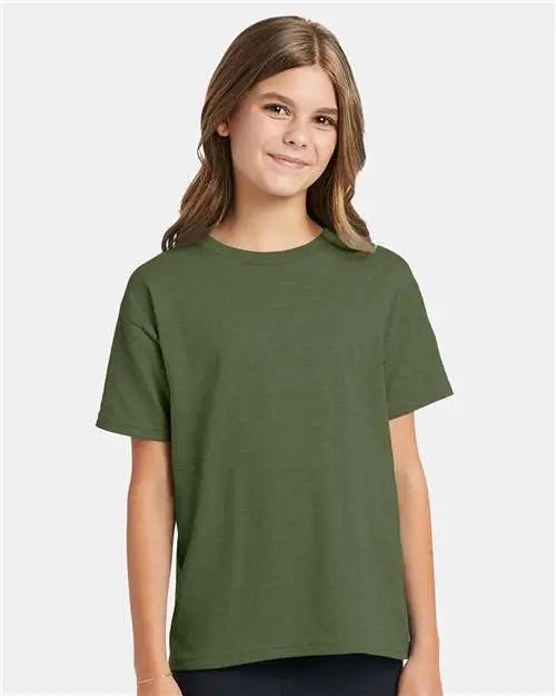 Hanes 5370 Ecosmartâ„¢ Youth T-shirt - Heather Green