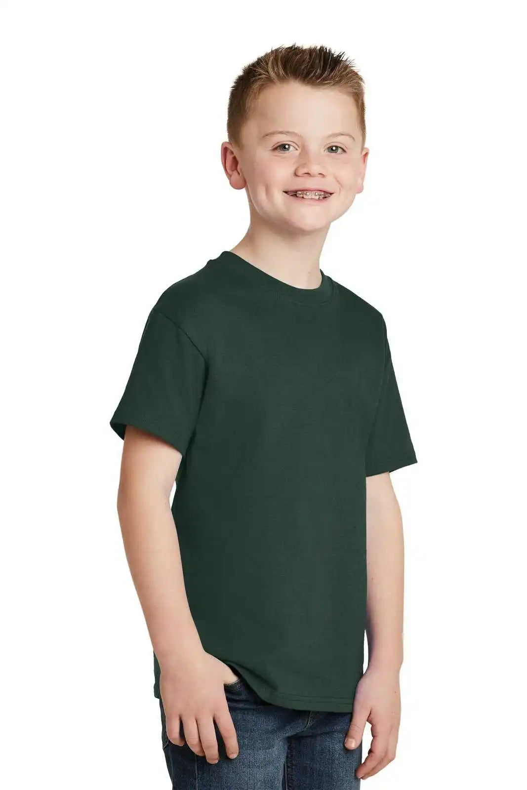 Hanes 5450 Youth Tagless 100% Cotton t Shirt Deep Forest