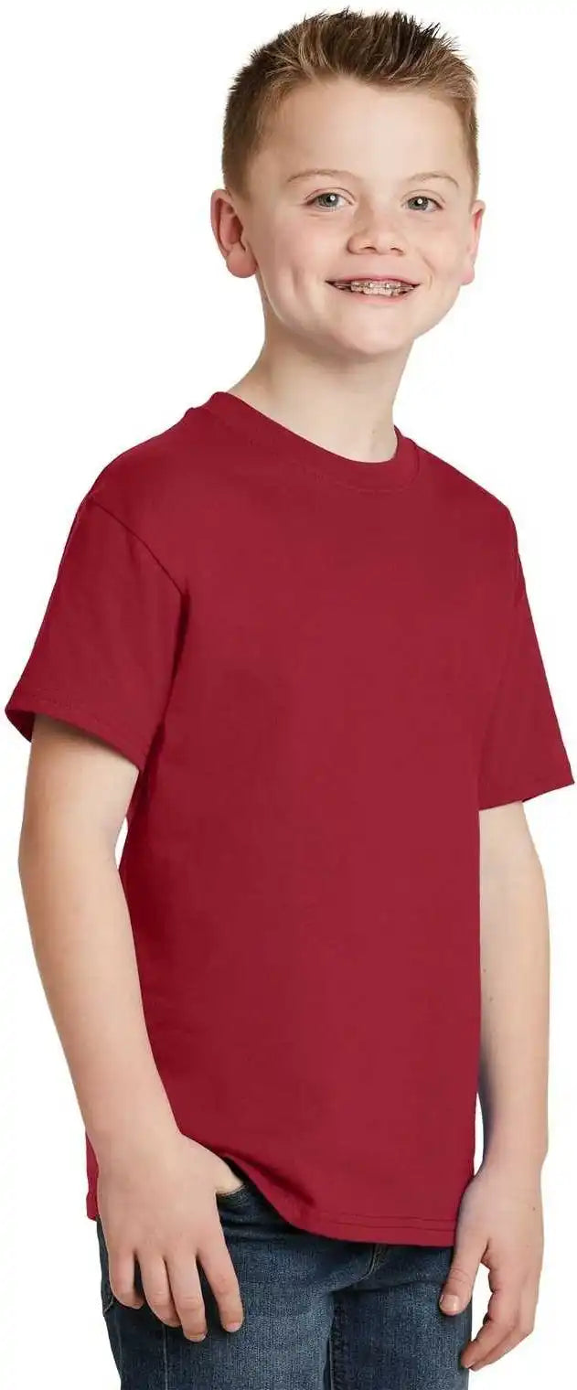 Hanes 5450 Youth Tagless 100% Cotton t Shirt Deep Red