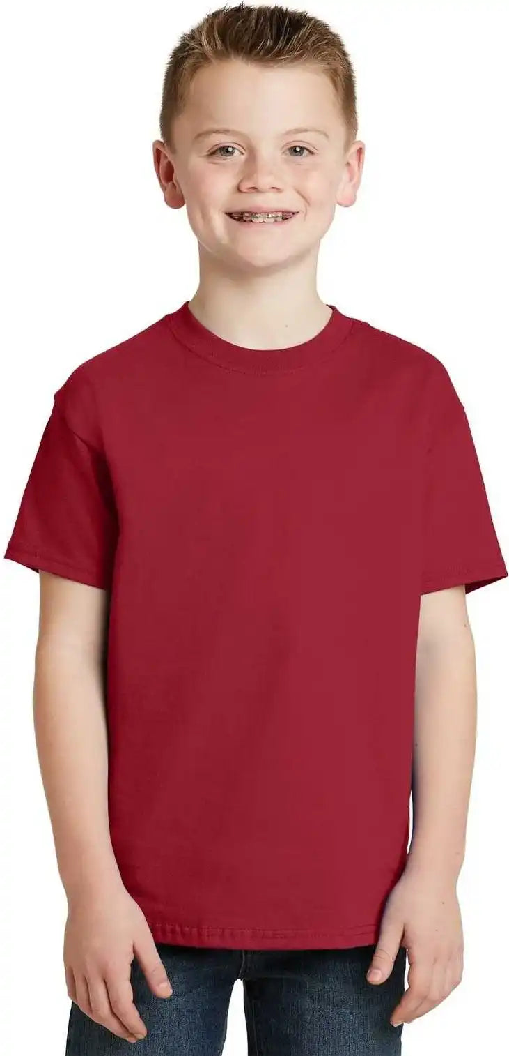 Hanes 5450 Youth Tagless 100% Cotton t Shirt Deep Red