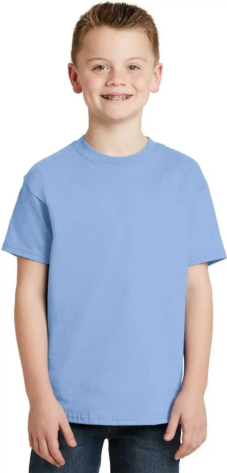 Hanes 5450 Youth Tagless 100% Cotton t Shirt Light Blue