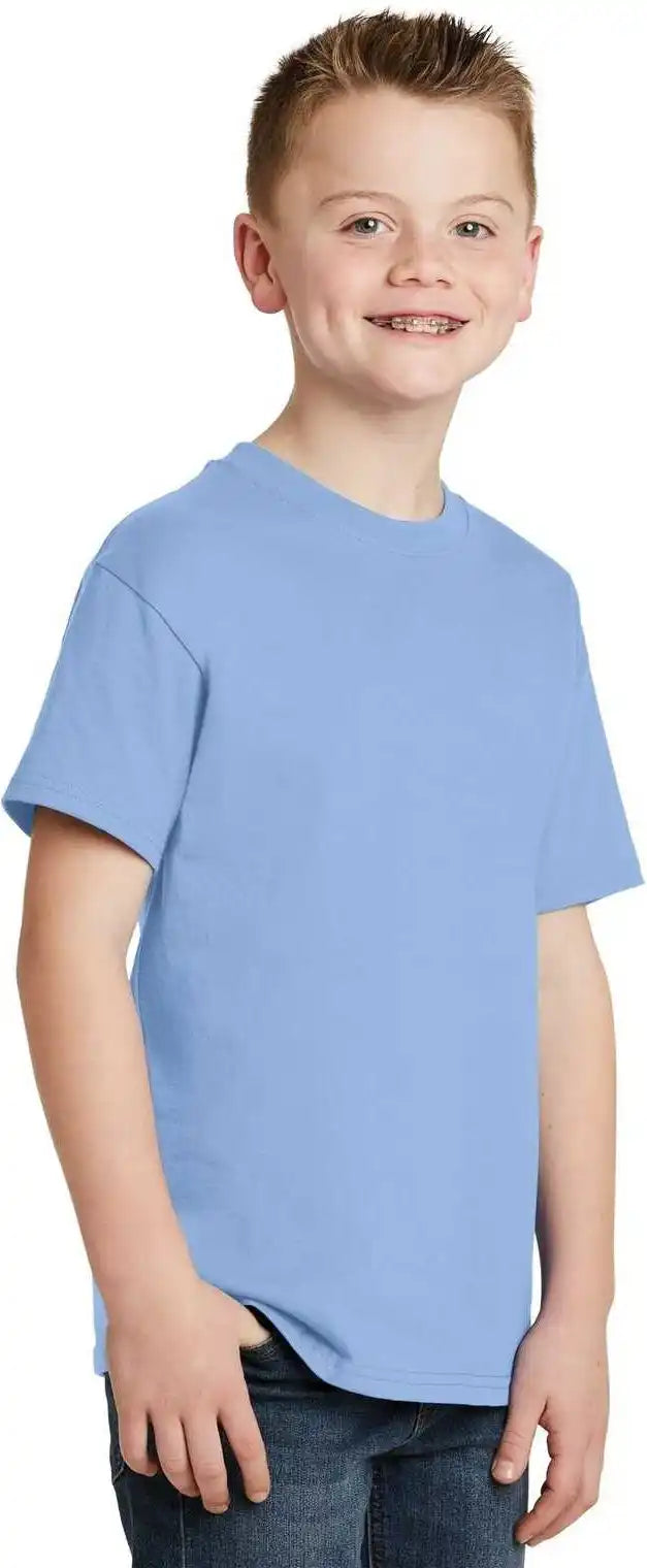 Hanes 5450 Youth Tagless 100% Cotton t Shirt Light Blue